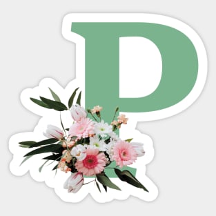 Letter P green with colorful flowers Sticker